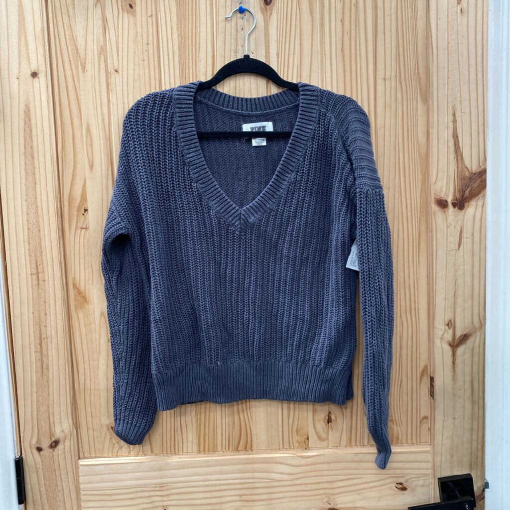 WOMENS VS PINK CHARCOAL CROP SWEATER XS