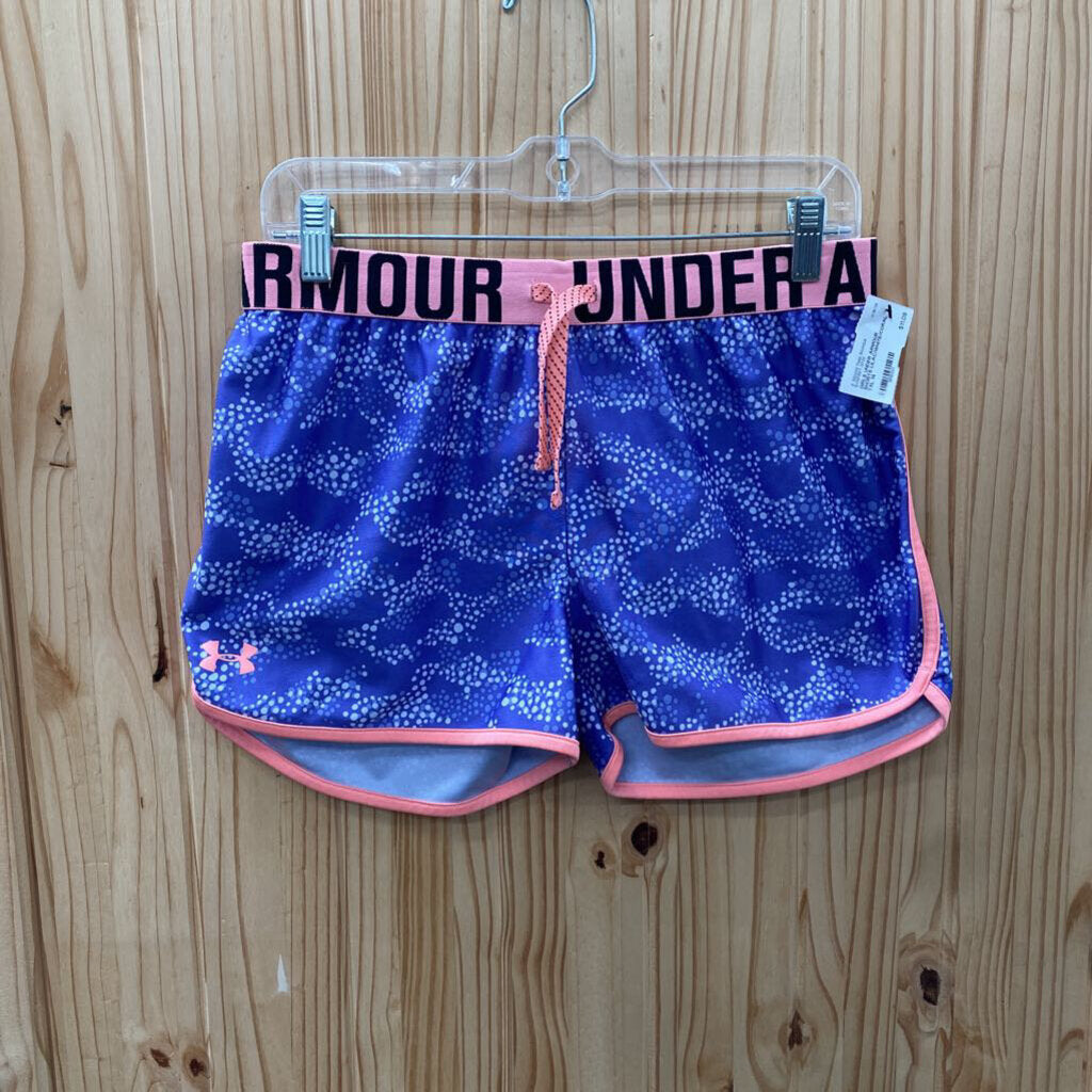GIRLS UNDER ARMOUR SHORTS LILAC/WHITE/CORAL YXL 14