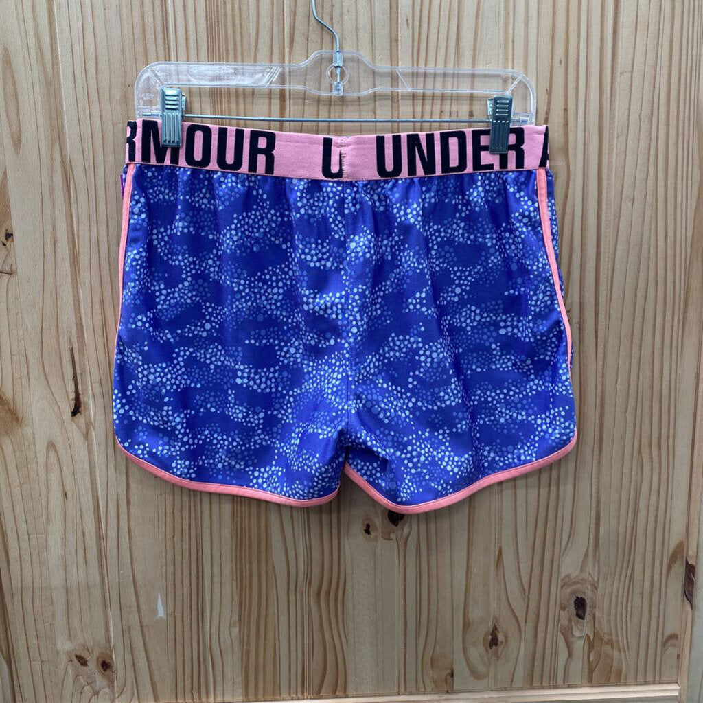 GIRLS UNDER ARMOUR SHORTS LILAC/WHITE/CORAL YXL 14