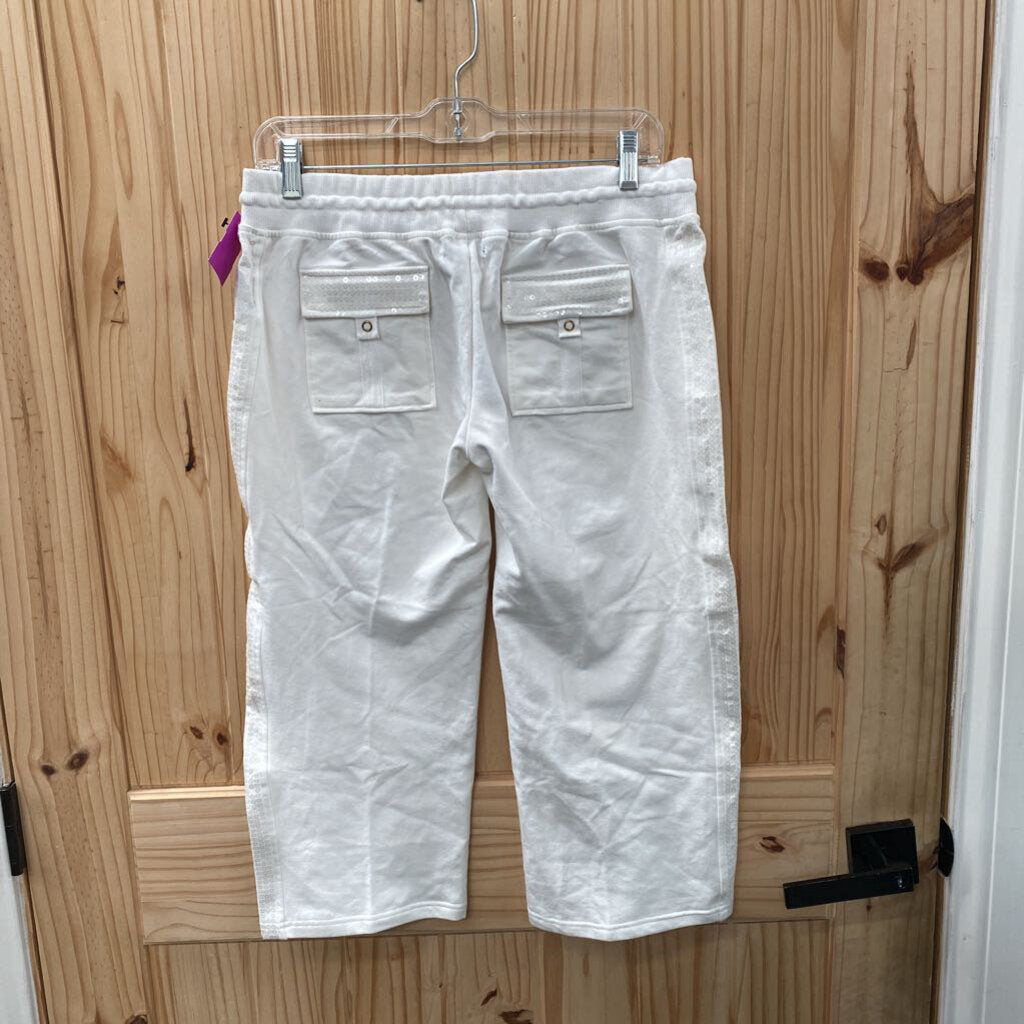 WOMENS BCBG WHITE SWEATPANTS L NWT