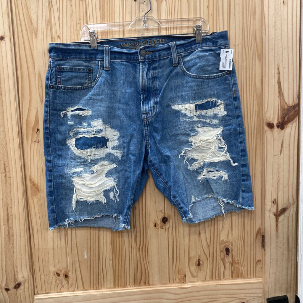 MENS AMERICAN EALE DENIM DIST. JEAN SHORTS 36