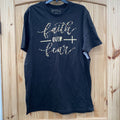 WOMENS FAITH OVER FEAR BLK/LEOPARD T-SHIRT XL