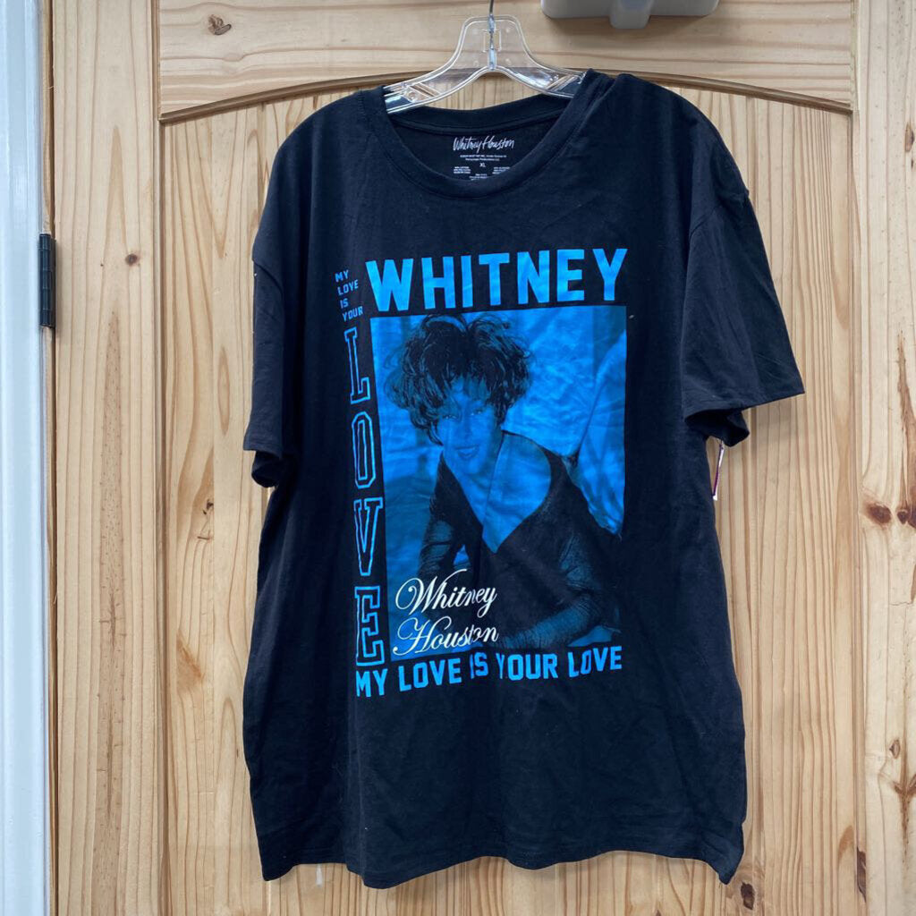 WOMENS WHITNEY HOUSTON BLK/BLUE SHIRT XL