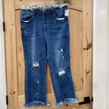 WOMENS RISEN DENIM JEANS W/FRINGE 1XL