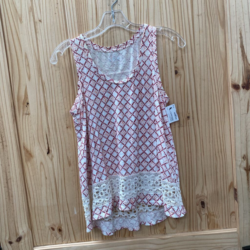 WOMENS THE LOFT SL TOP WINE/WHITE/PINK XS