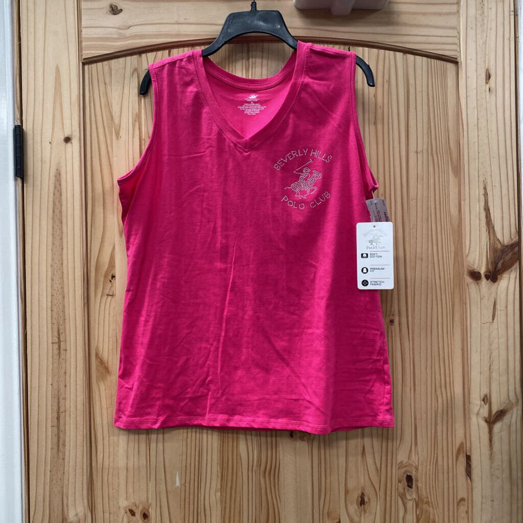 WOMENS BEVERLY HILLS DK PINK TANK XL NWT