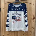 WOMENS BLESSED PULLOVER WHITE/NAVY BLUE W/STARS XL