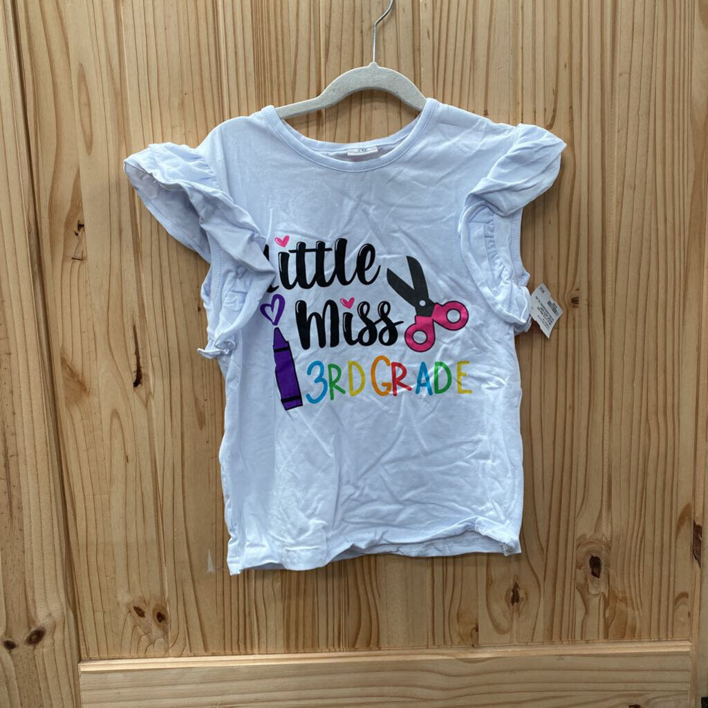 GIRLS LITTLE MISS 3RD GRADE WHITE SHIRT W/CRAYON/SCISSORS 3XL 8/9