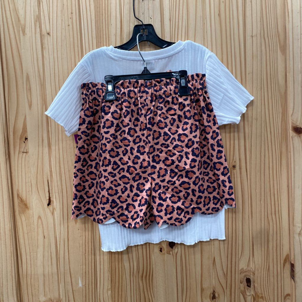 GIRLS WILD ABOUT FOURTH GRADE 2PC SET WHITE/LEOPARD 5XL 10/12