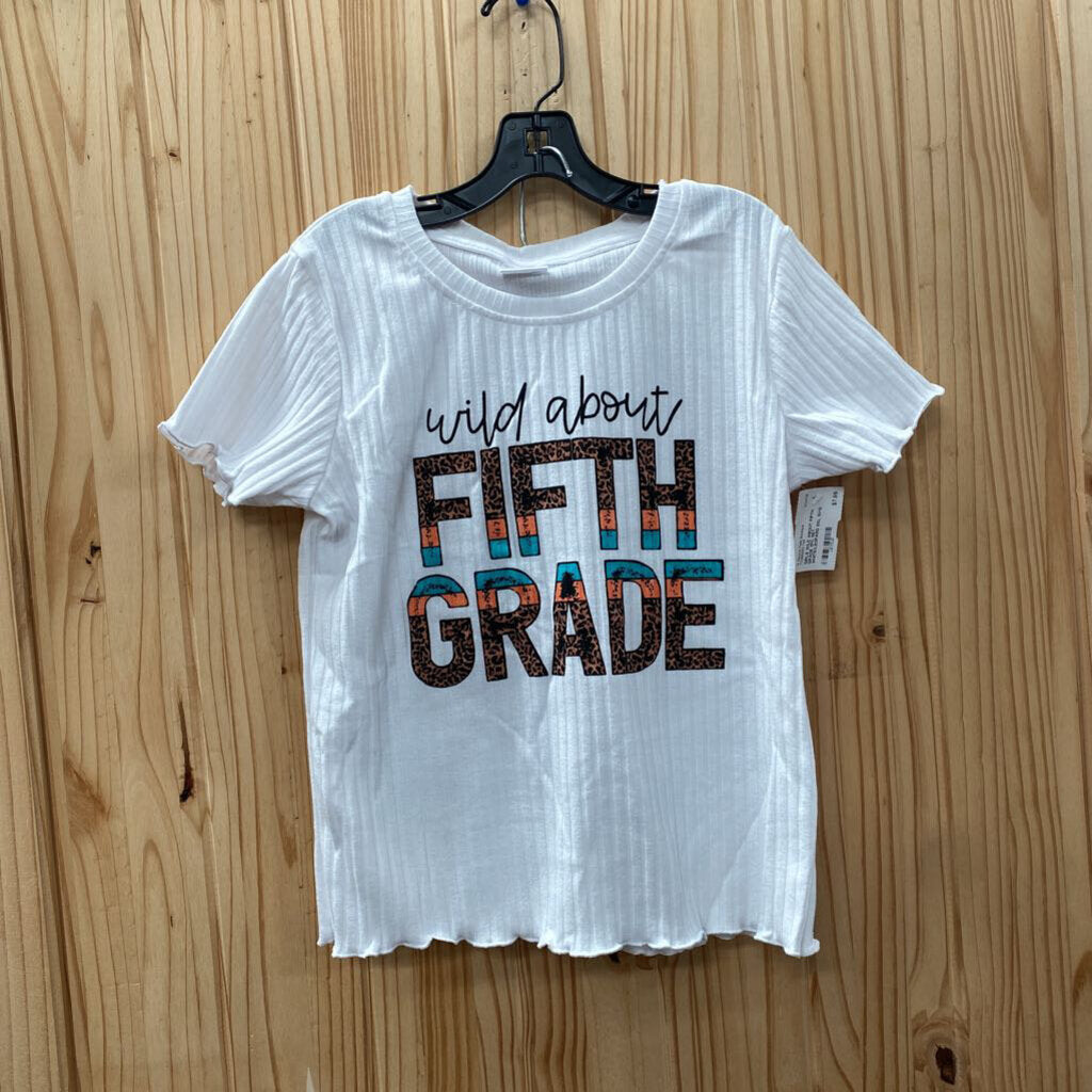 GIRLS WILD ABOUT FIFTH GRADE 2PC SET WHITE/LEOPARD 5XL 10/12