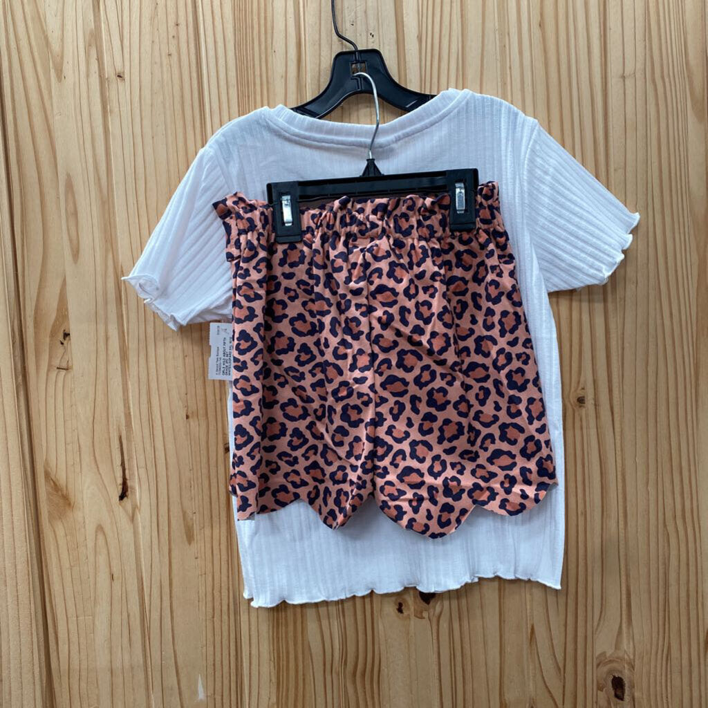 GIRLS WILD ABOUT FIFTH GRADE 2PC SET WHITE/LEOPARD 5XL 10/12