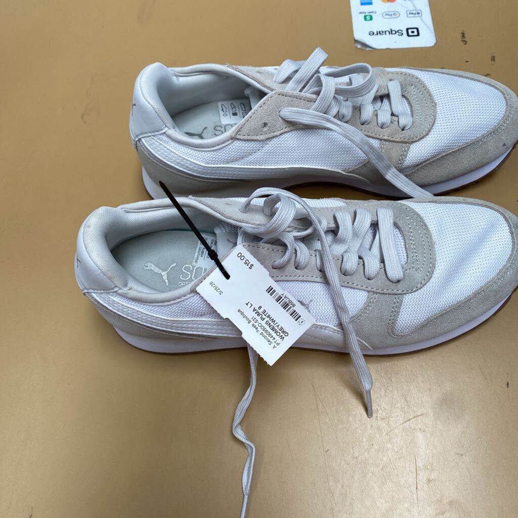WOMENS PUMA LT GREY/WHITE 9