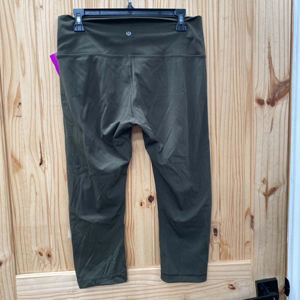 WOMENS LULULEMON DK OLIVE GREEN LEGGINGS 12