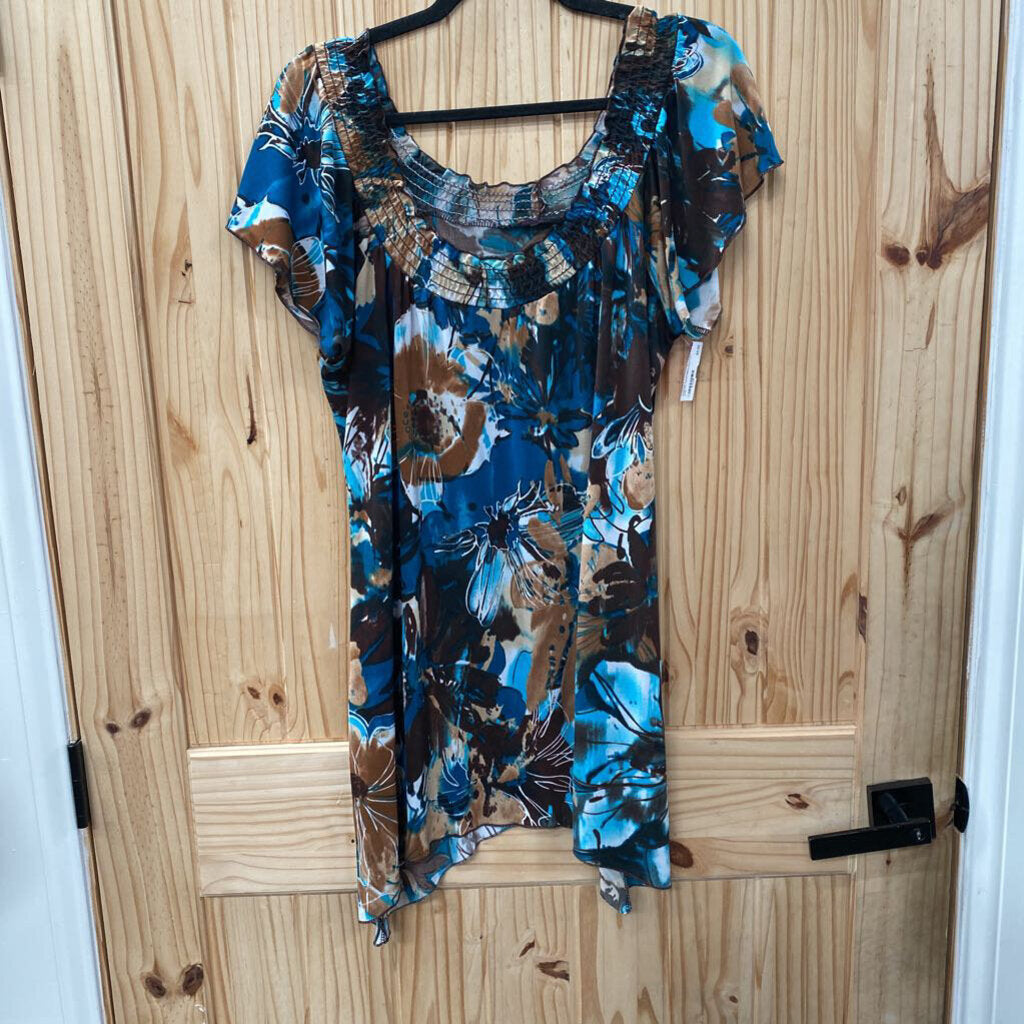 WOMENS AGENDA CASUAL TOP DK TEAL/BROWN/TAN L/XL