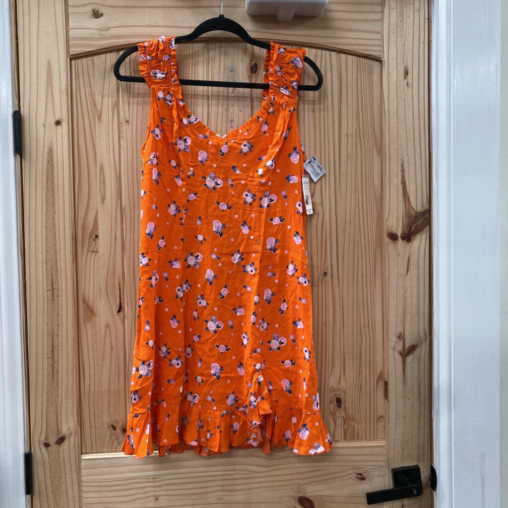 WOMENS FREE PEOPLE SL ORANGE FLORAL DRESS M NWT
