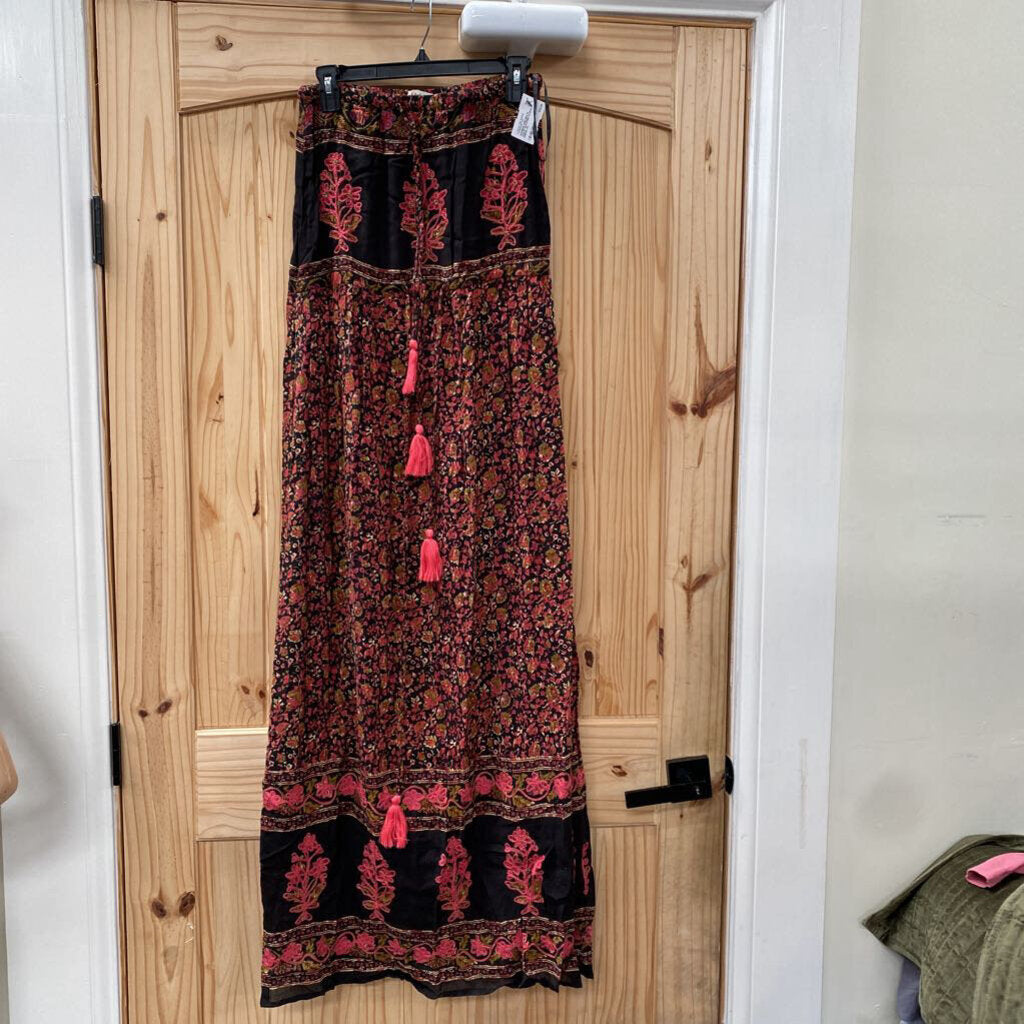 WOMENS CHELSEA & VIOLET BLK/WINE FLORAL SL DRESS XS