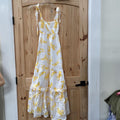 WOMENS A LOVES A YELLOW/WHITE SL DRESS XS NWT
