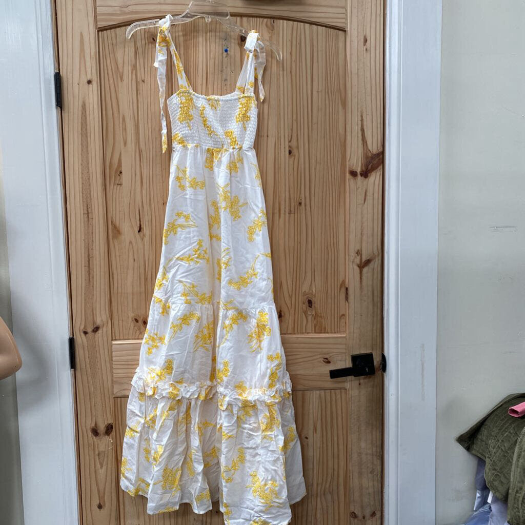 WOMENS A LOVES A YELLOW/WHITE SL DRESS XS NWT