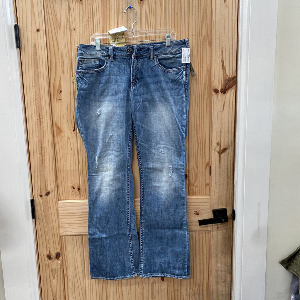 WOMENS SILVER DENIM JEANS 14 NWT