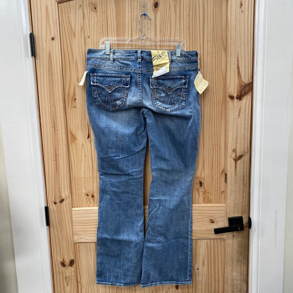 WOMENS SILVER DENIM JEANS 14 NWT