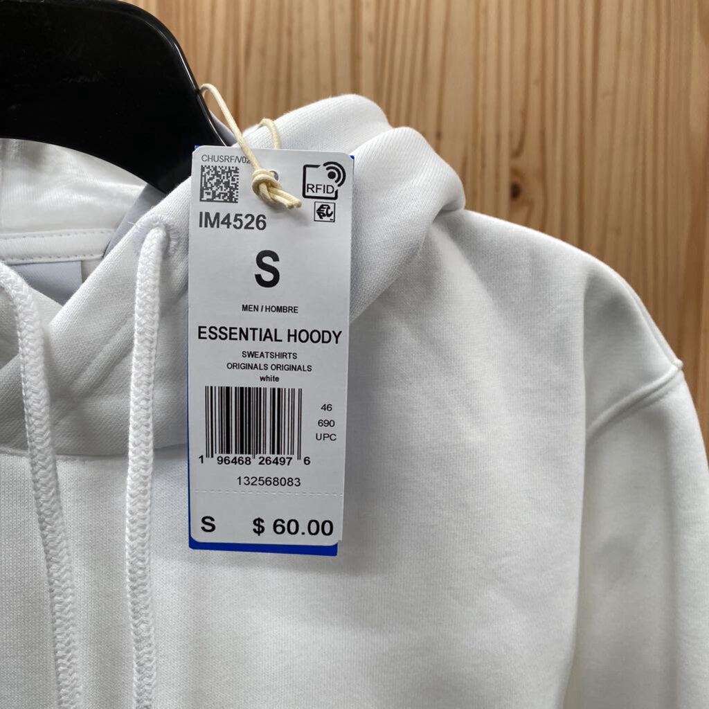 MENS ADIDAS HOODIE WHITE/BLK S NWT