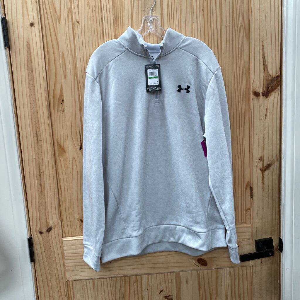 MENS UNDER ARMOUR LT GREY/BLK PULLOVER L NWT