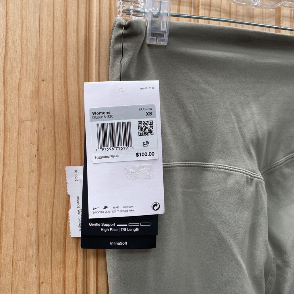 WOMENS NIKE DK TAUPE LEGGINGS XS NWT