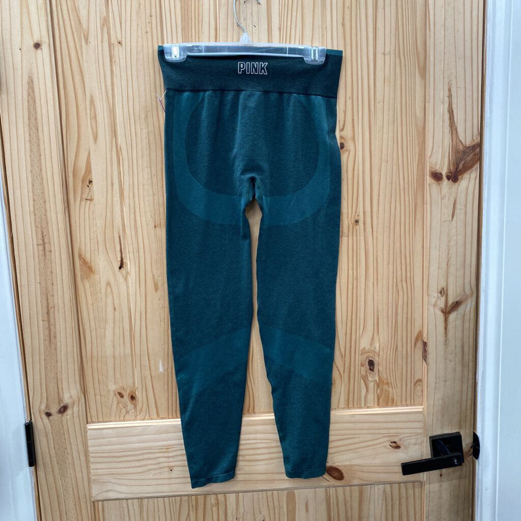 WOMENS VS PINK DK GREEN LEGGINGS M