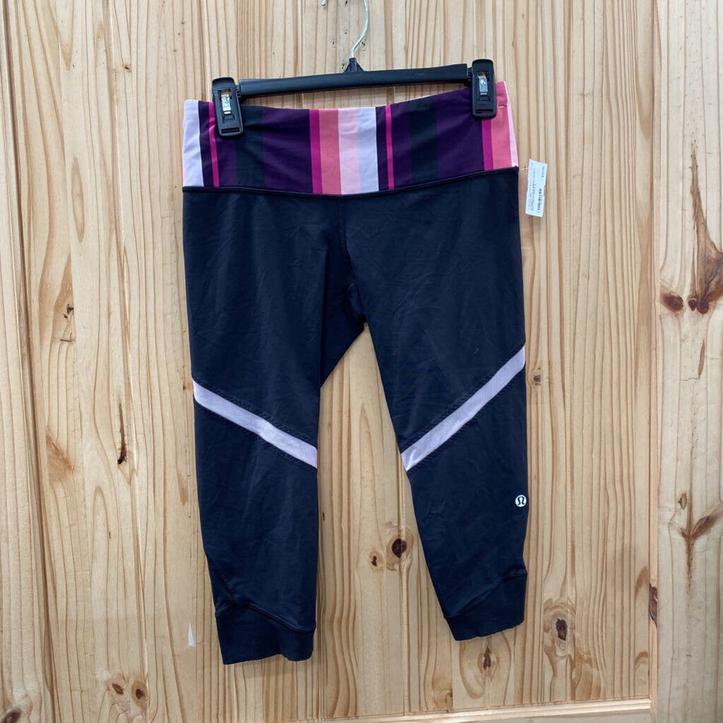 WOMENS LULULEMON CAPRI BLK/PINK/PURPLE 6