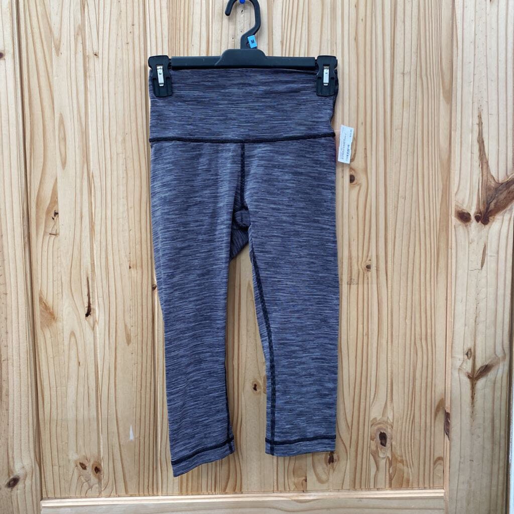 WOMENS LULULEMON BLK/WHITE STRIPE CAPRI 4