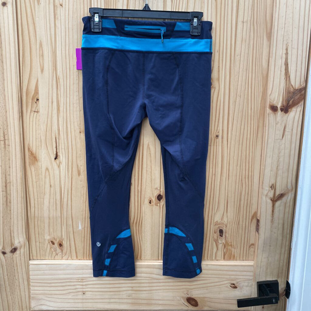 WOMENS LULULEMON NAVY BLUE/CYAN LEGGINGS W/SKULL HEAD 6