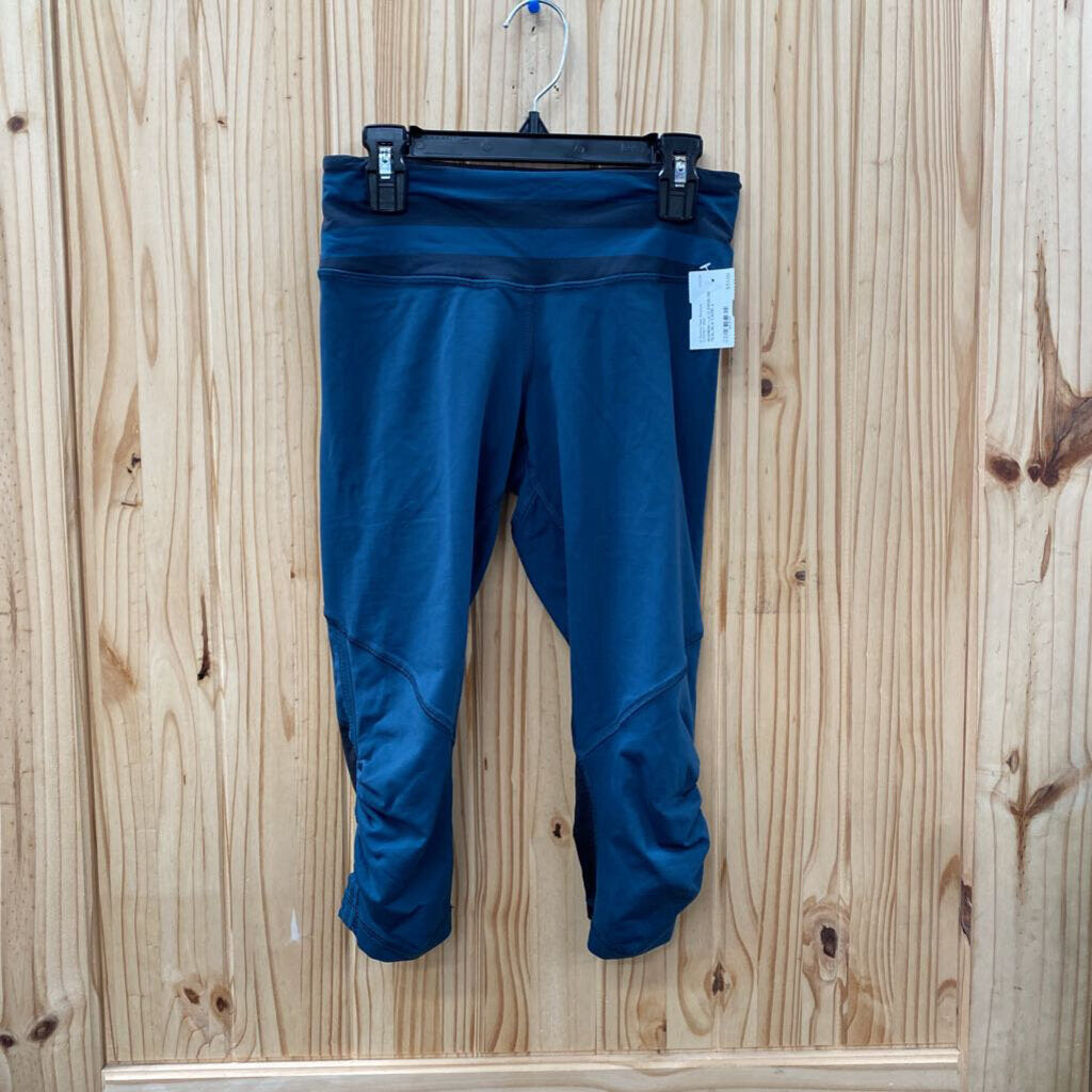 WOMENS LULULEMON DK TEAL/BLK CAPRI 4