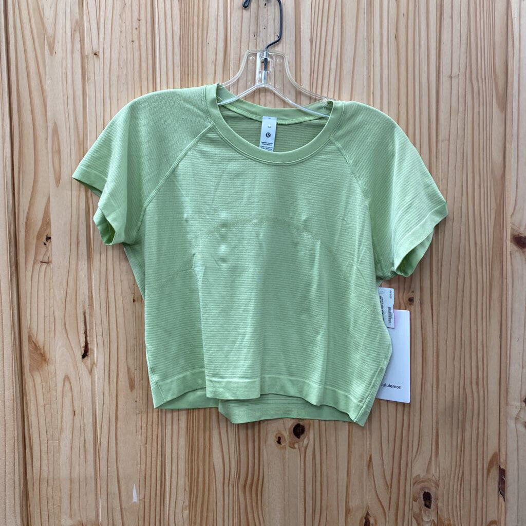 WOMENS LULULEMON LIME GREEN CROP TOP 12 NWT