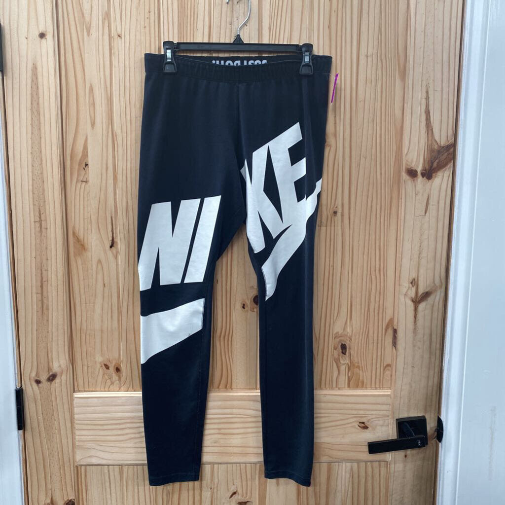 WOMENS NIKE LEGGINGS BLK/WHITE L
