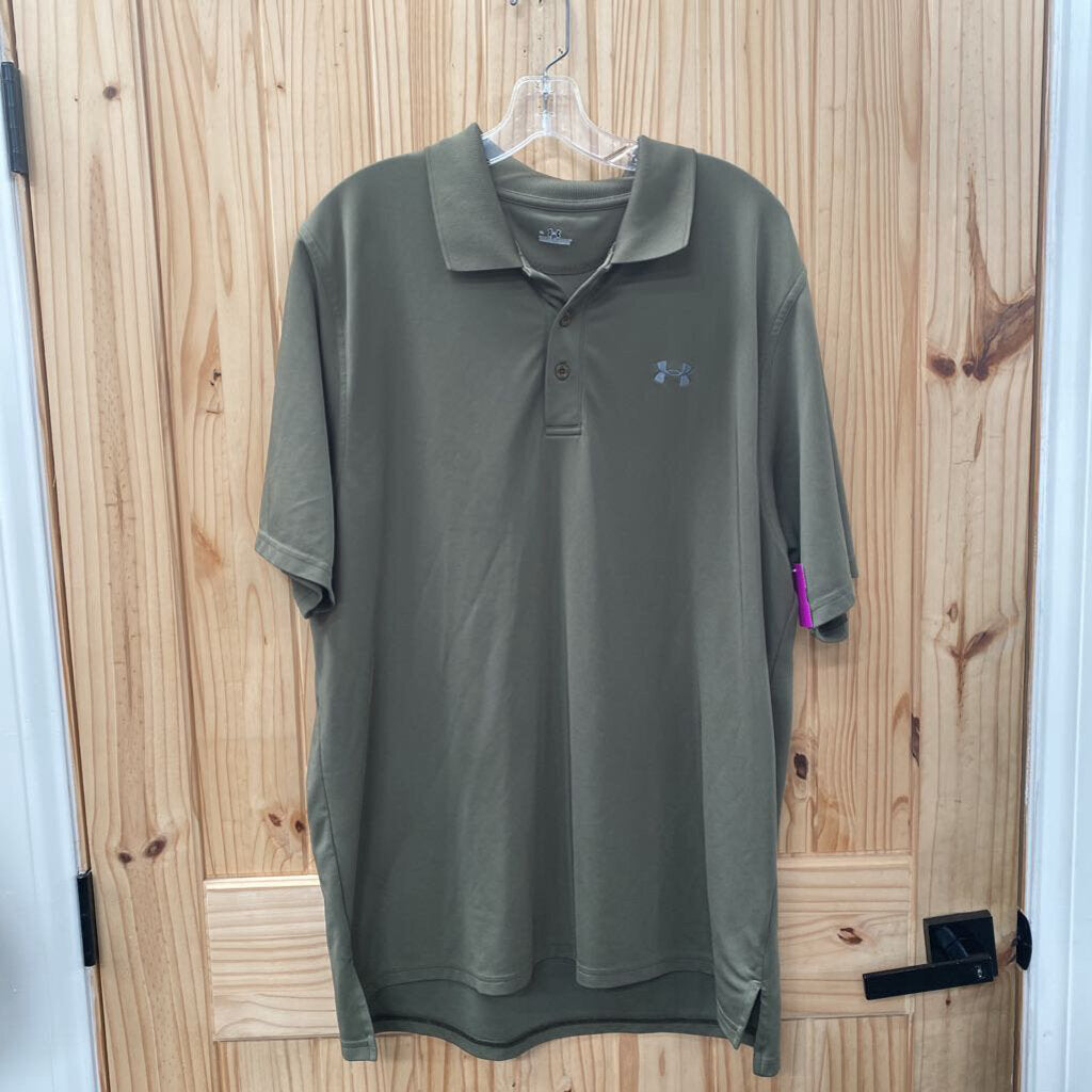 MENS UNDER ARMOUR OLIVE GREEN POLO SHIRT XL