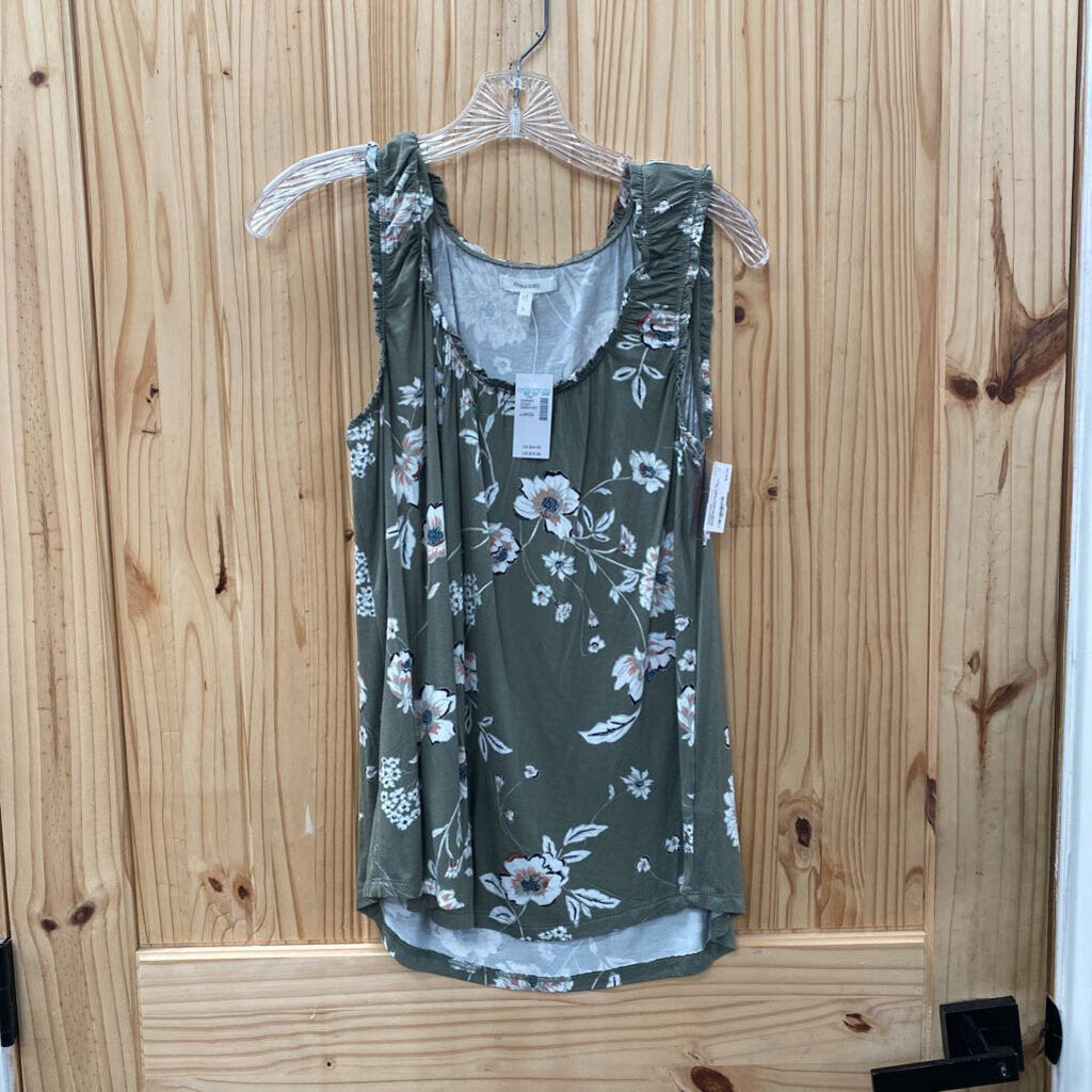 WOMENS MAURICES SL SAGE FLORAL TOP L NWT
