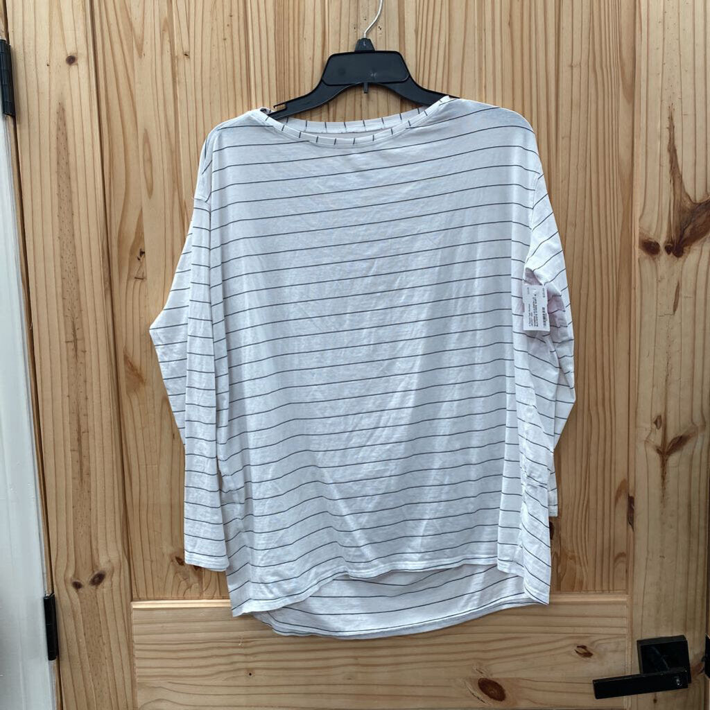 WOMENS LULULEMON LS BLK/WHITE STRIPE SHIRT 10