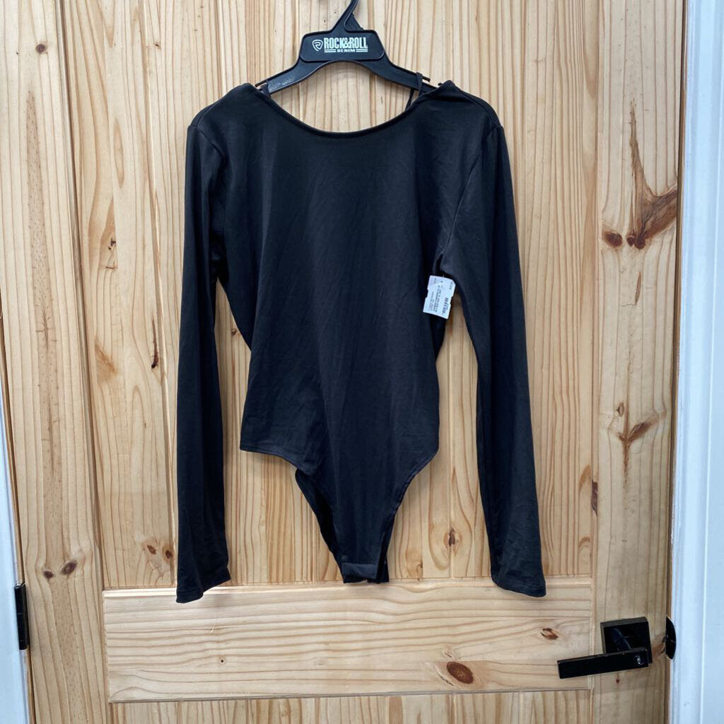 WOMENS FASHIONOVA LS BLK BODYSUIT XL NWT