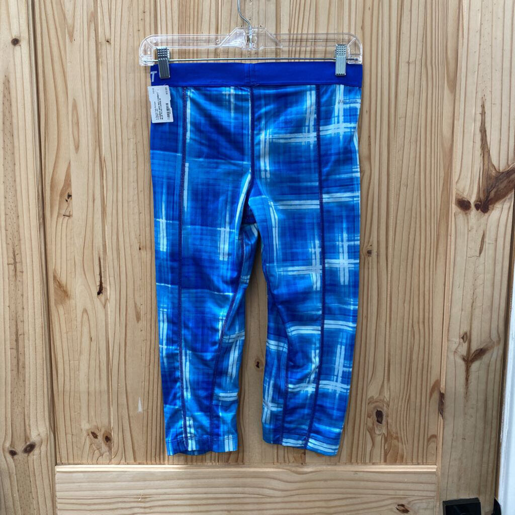WOMENS NIKE PRO COMBAT BLUE PLAID CAPRIS M