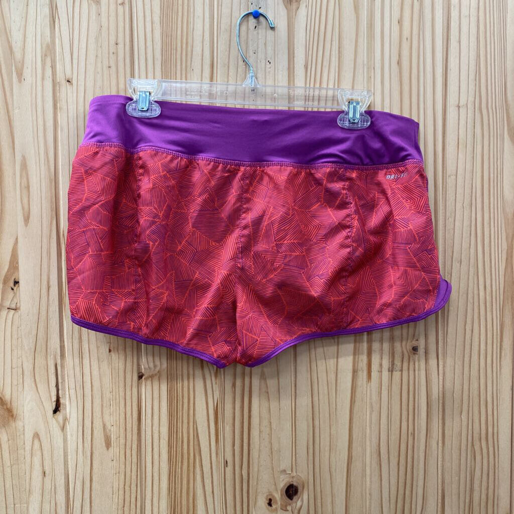 WOMENS NIKE SHORTS RED/PURPLE L