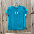 GIRLS UNDER ARMOUR AQUA/WHITE SHIRT YXL 14
