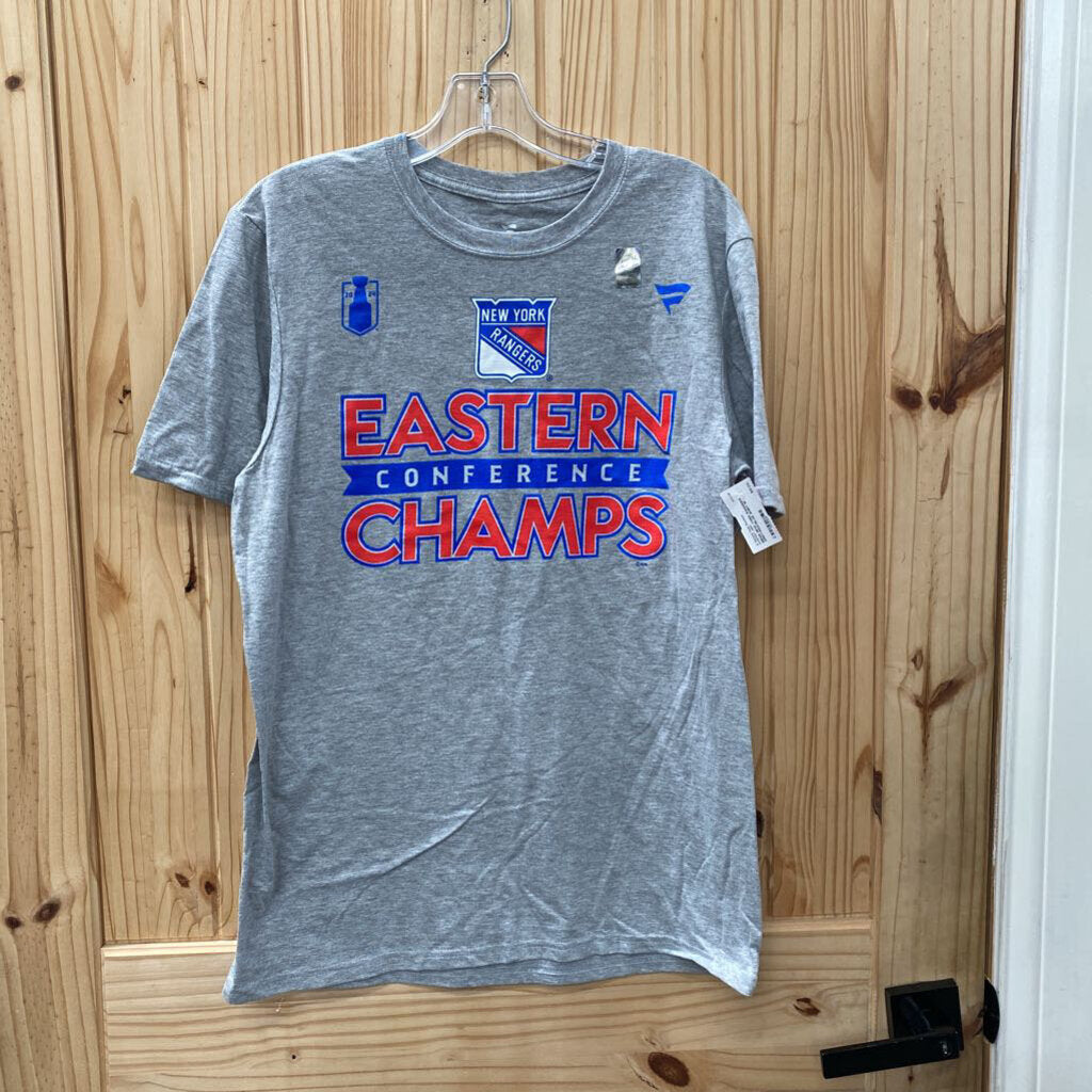 MENS NEW YORK RANGERS GREY/RED/BLUE SHIRT M