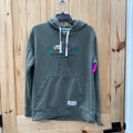 WOMENS LIFE IS GOOD OLIVE GREEN HOODIE S
