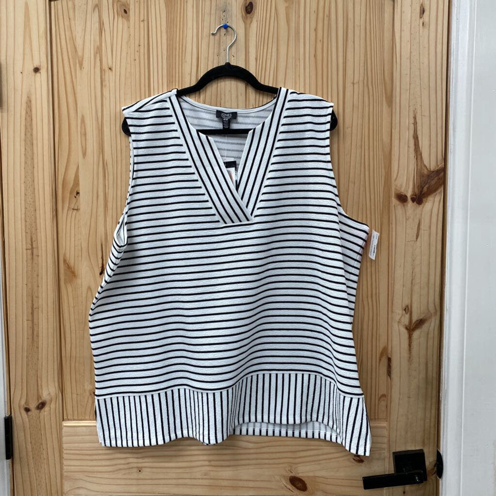 WOMENS JONES NEW YORK BLK/WHTE SL TOP XXL NWT