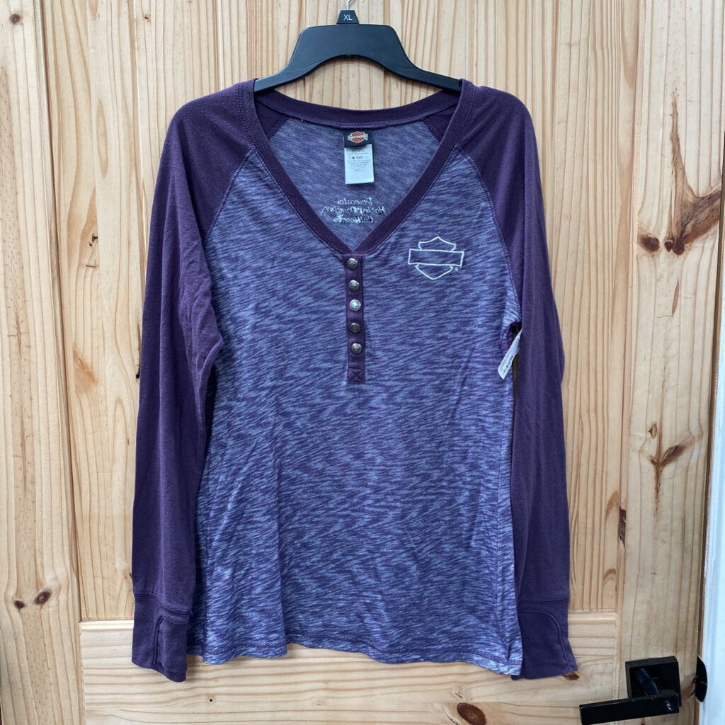 WOMENS HARLEY DAVIDSON LS PURPLE SHIRT XL