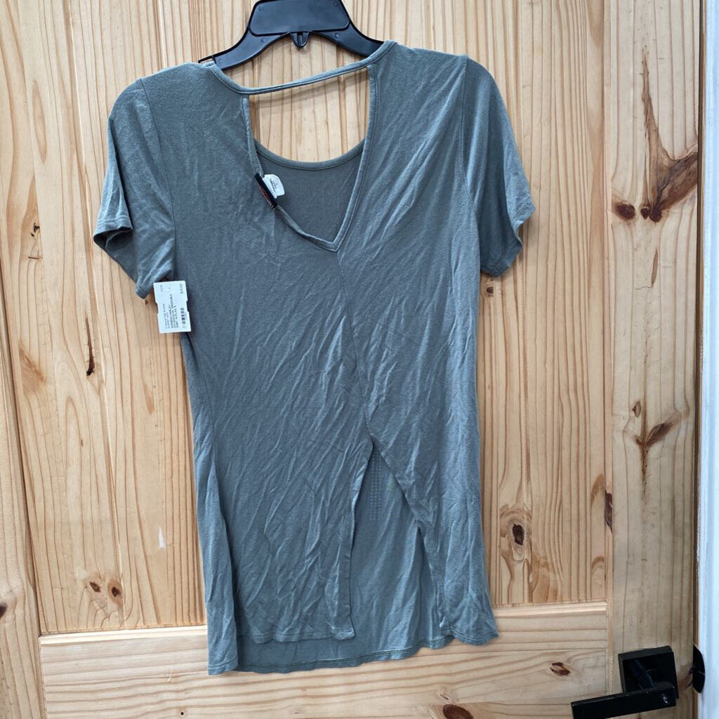 WOMENS HARLEY DAVIDSON DK GREEN/BLK SHIRT W/FLAG S