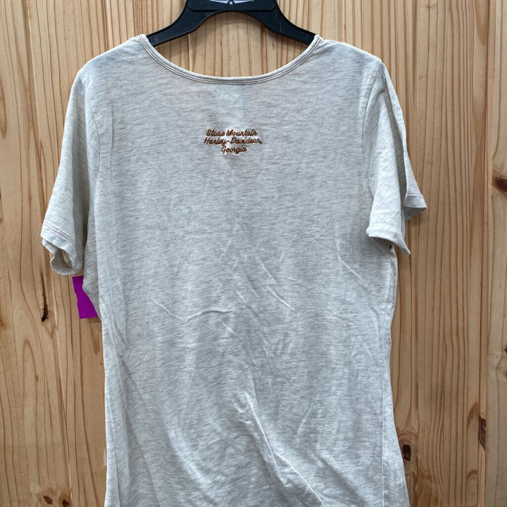 WOMENS HARLEY DAVIDSON LT TAUPE/LT BROWN SHIRT 1X