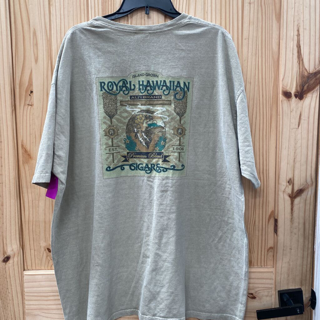 MENS ROYAL HAWAIIAN CIGARS TAUPE T-SHIRT 2X