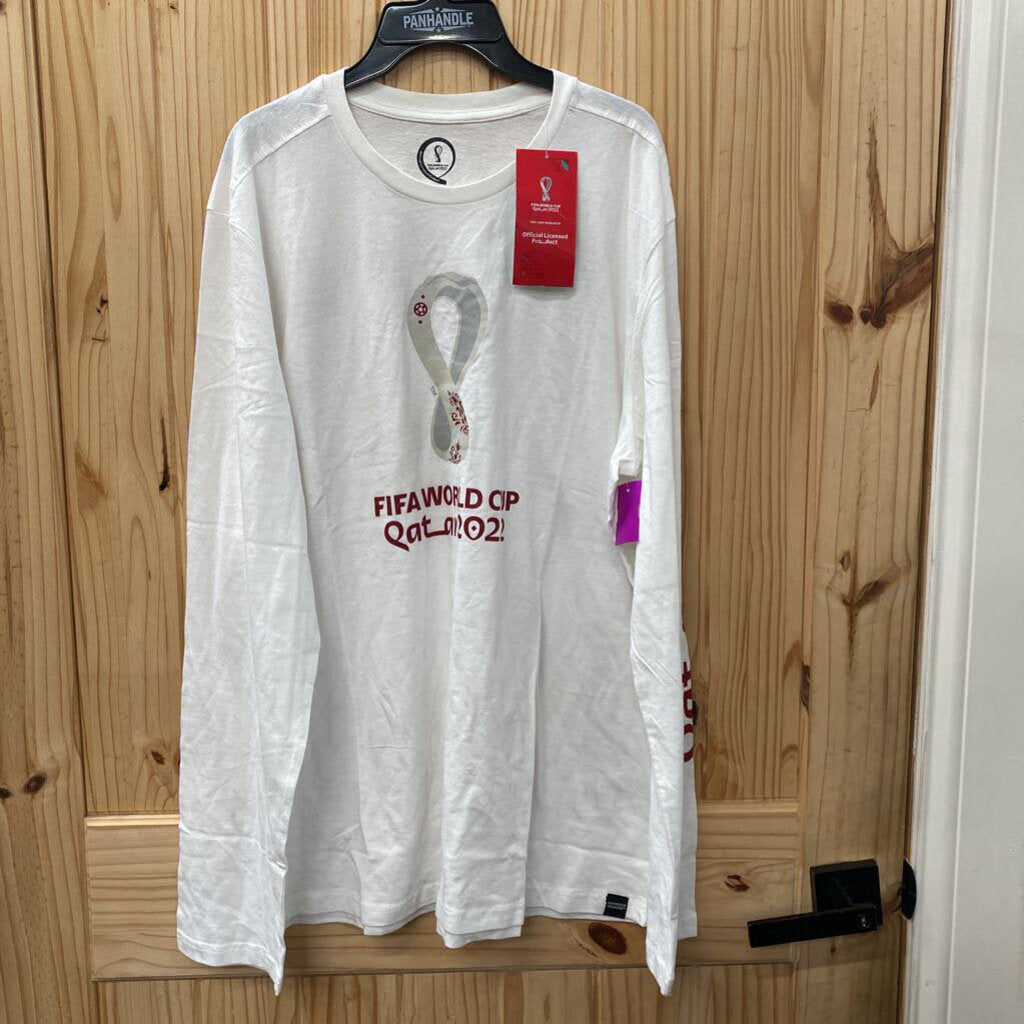 MENS FIFA WORLD CUP LS WHITE/RED SHIRT XL NWT