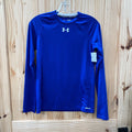 BOYS UNDER ARMOUR LS ROYAL BLUE/WHITE SHIRT YXL 14